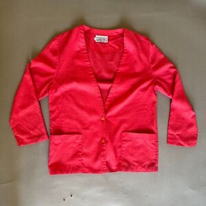Vintage Union-made 1980s pink lightweight linen cotton blazer barbiecore preppy